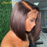 Perruques Bob en Cheveux Humains Vietnamiens Bruts 13x4, Lisses et Soyeux, pour Femmes