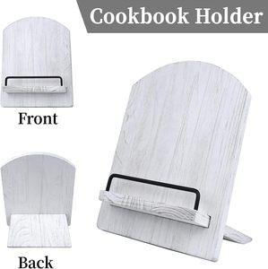 홈 장식 수제 맞춤형 풀 아웃 레시피 홀더 스탠드 화이트 우드 요리 책 스탠드 - Product Image 5