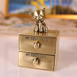 Ours mignon buvant du <span class=keywords><strong>lait</strong></span> pour enfants porte-fée à dents bébé première <span class=keywords><strong>dent</strong></span> et boucle coffret souvenir mignon boîte à dents or/argent - Product Image 4