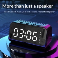 Jam Alarm Cermin Pintar Nirkabel 5.0 Multi-fungsi Speaker Kabinet Plastik Stereo Portabel Baterai 1000-2000mAh Output 5W