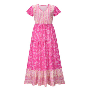 Vestido largo informal con estampado Floral <span class=keywords><strong>para</strong></span> mujer, ropa elegante <span class=keywords><strong>para</strong></span> vacaciones de verano, <span class=keywords><strong>2022</strong></span> - Product Image 5