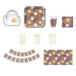 DAMAI Halloween Party Supplies Halloween Paper Plates Cups Napkins Party Disposable Tableware Set Birthday Favor for 8 Guests - Product Image 6