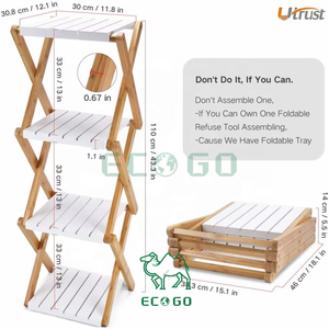 Durable Bamboo Corner Book <strong>Shelf</strong> Modern Bookshelves Made of Bamboo Wooden Stand <strong>Ladder</strong> <strong>White</strong> With 4 Tiers - Product Image 3