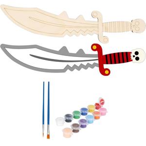 Nichoirs en bois non finis avec bandes de peinture contreplaqué cadeau d'Halloween bricolage pour enfants coloriage en bois Pirate épée artisanat - Product Image 3