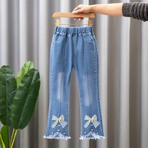 Jeans a Zampa d'Elefante per Bambine e Ragazze, <span class=keywords><strong>Pantaloni</strong></span> in Denim con Vita Elastica, 1-12 Anni - Product Image 2