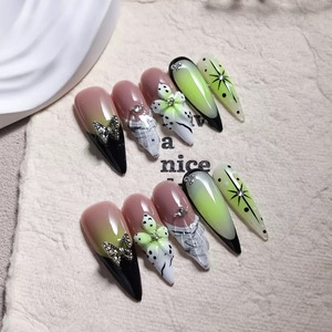 281-285 Juego de 10 Uñas Postizas Acrílicas Estilo Francés con Pegamento para Dedos - Product Image 2