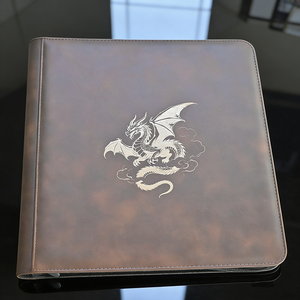 Álbum de Cuero Marrón Retro con 12 Bolsillos y Cierre, con Diseño de Dragón, para Guardar y Coleccionar Tarjetas de Juego - Product Image 5
