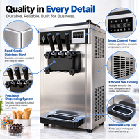 Machine à glace molle professionnelle 3 saveurs (2+1 mélange) verticale en acier inoxydable sur pied avec écran LCD pour usine de snacks