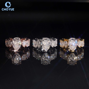 Luxury Wedding Pear Moissanite Band <b>Iced</b> Out Solid Sterling Silver 925 Hip Hop Jewelry VVS Moissanite Diamond Band <b>Ring</b> - Product Image 2