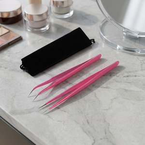 Pince à épiler professionnelle en acier inoxydable rose avec revêtement en poudre, pointe lisse, longueur 10 mm, pince à épiler de précision durable - Product Image 2