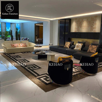 Italien Versaces maison nouveau canapé ensemble meubles Villa salon moderne luxe en cuir à grande échelle en forme de U coin sectionnel canapé