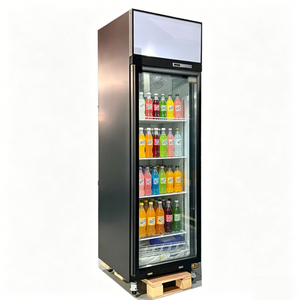 Réfrigérateur vertical à porte vitrée simple, corps en acier inoxydable avec compresseur supérieur, pour supermarché et magasin de proximité - Product Image 1