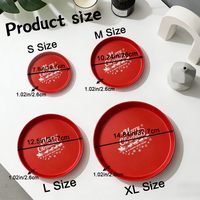 Plateau de service décoratif en plastique rouge de Noël, plateau rond pour les fêtes, vaisselle de table pour les fêtes, plateau cadeau de Noël, approvisionnement en gros