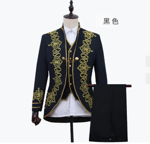 Tuta Jacquard di lusso da uomo di moda 3 pezzi Set nero/rosso classico maschile Studio <span class=keywords><strong>Opera</strong></span> Theatre Performance giacche gilet <span class=keywords><strong>pantaloni</strong></span> - Product Image 1