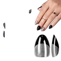 Puntas de Uñas Postizas de Alta Calidad, 240 Piezas, Cobertura Completa, Forma Almendrada Cuadrada, Pre-Diseñadas, Anti-Rayaduras, Finas, Semi-Mate, Estilo Francés, para Dedos
