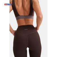 Set pakaian olahraga Yoga wanita, atasan Crop dan celana Yoga melebar, 2 potong legging olahraga kustom