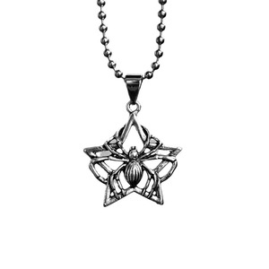 Collar de cadena de cuentas de acero inoxidable con colgante de estrella y araña de Halloween a la moda - Product Image 1