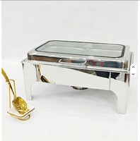 Plats de service rectangulaires de luxe 9L en acier inoxydable avec système hydraulique, chauffe-plats à combustible pour buffets, traiteurs, hôtels et banquets de mariage