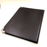 Buku Menu Restoran Kulit PU Hitam A4 Custom dengan Halaman Dalam PVC Transparan untuk Hotel, Kafe, Bistro
