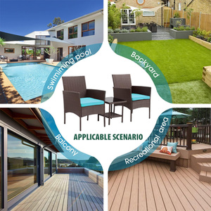 Hiện Đại Ngoài Trời Đồ Nội Thất Patio 3-Mảnh <span class=keywords><strong>Wicker</strong></span> Mây Cuộc Trò Chuyện Thiết Lập Với Mềm Đệm Ghế Bàn Kính Cho Sân Phòng Ngủ - Product Image 6