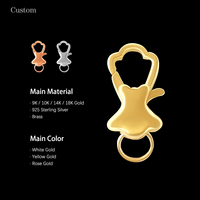 Fermoir à ressort en or massif 18 carats avec boucle, fermoir décoratif pour collier, bracelet, connecteur, accessoire de joaillerie fine