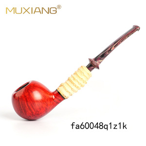 Muxiang Bent Briar Wood Tobacco Pipe Apple Shape Handmade Smoking Accessory - Product Image 4