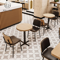 Ensemble de mobilier de restaurant commercial Ron Group : canapé, banquette, table et chaises en bois et cuir pour café, fast-food et espace de restauration rapide