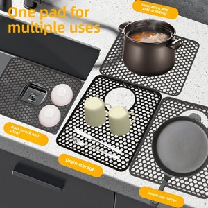 Open Hole Honeycomb 13.6 X 11.6 Inch <b>Silicone</b> Kitchen Sink <b>Mat</b> Dishwashing Dishwashing Hollow Bottom Anti-Scratch Anti-Slip - Product Image 3
