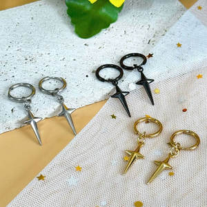 Boucles d'oreilles pendantes élégantes et étanches en acier inoxydable 316L plaqué, boucles d'oreilles tendance, boucles d'oreilles anime pour enfants et hommes - Product Image 1