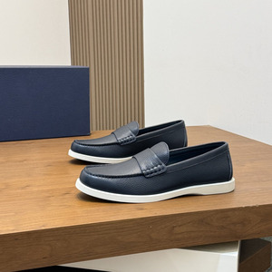 Sepatu Loafer Kulit Asli Impor Model Bulat untuk Pria, Bahan Kulit Sapi, Slip-On, Bernapas, Anti Selip, Sepatu Mengemudi Musim Panas, Gaya Inggris - Product Image 3