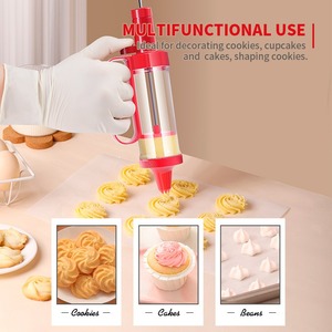 Juego completo de pistola para hacer galletas de cocina con herramienta de montaje y boquilla <span class=keywords><strong>Flor</strong></span> exprimible para hornear soja empaquetada en bolsa OPP - Product Image 5