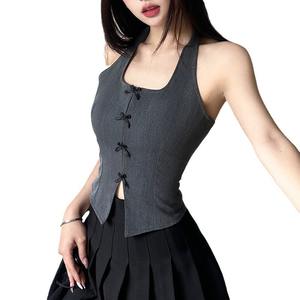 Top Donna Nuovo Stile con Fiocco, Collo Quadrato, Halter, Slim Fit, Effetto Snellente - Product Image 5