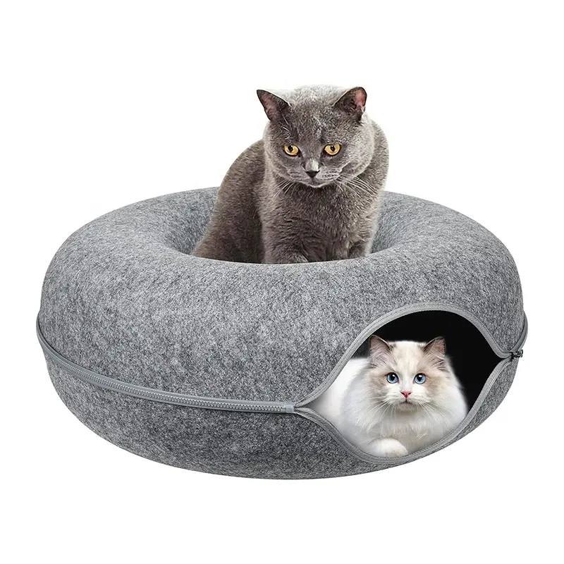 Personalizado Logo Cor Dupla face removível Cat Tunnel Bed Scratch Resistant Donut Cat Bed