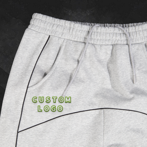 Pantalones de chándal apilados para hombre con cintura de retales, pantalones de chándal rectos informales de alta calidad personalizados, 100% de algodón de peso pesado - Product Image 4