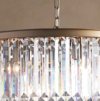 Lustre rond en cristal K9 de luxe, décoration lumineuse, lampe suspendue américaine pour cuisine, salon, lampe suspendue pour hôtel, villa