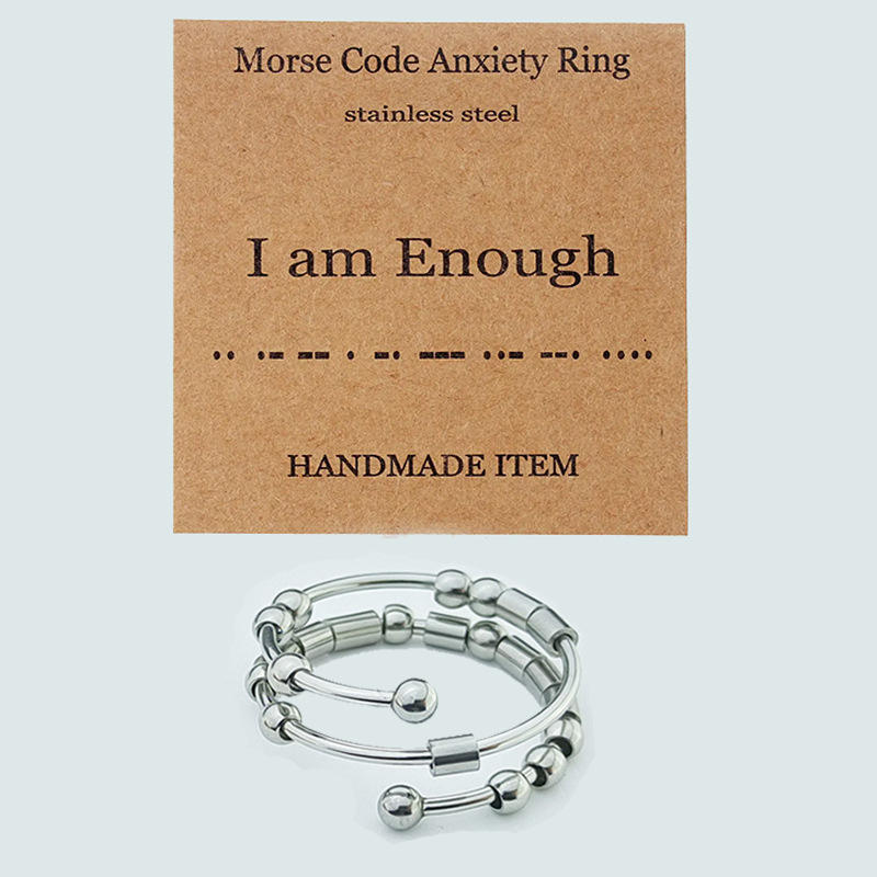 I Am Enough Layers Stainless Steel Spinning Fidget Ring - Main Image