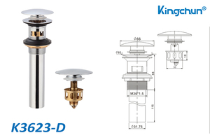 Waschbecken Abfluss Chrom Toilette <span class=keywords><strong>Pop</strong></span>-up Abfluss Anti-Explosion und Anti-Verstopfung Abfluss Sieb mit Überlauf loch - Product Image 2