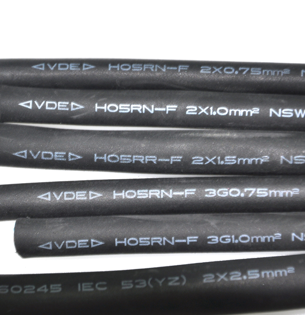 VDE Power Cable 2 3 4 5 Core H05RN-F H05RR-F H05VV-F 1.5mm 1.0mm 0.75mm 2.0mm 2.5mm PVC Insulation Electric Extension Cord Cable