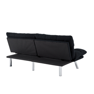Canapé-lit moderne multifonctionnel pliable <span class=keywords><strong>2</strong></span> places en tissu velours pour chambre à coucher, salon et appartements (noir) - Product Image 4