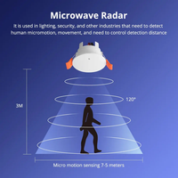 Détecteur de mouvement radar micro-ondes Zigbee SIXWGH pour camping-car, portée 8m, angle 120°, montage au plafond, détection de mouvement