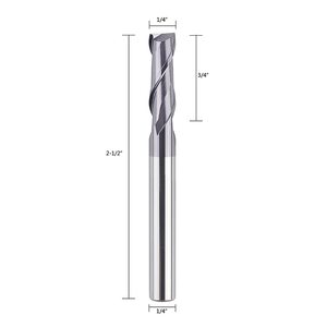 2 canneluresfraiseuse électrique <span class=keywords><strong>carbure</strong></span> Upcut CNC mèches de toupie revêtues, tige de 1/4 pouces - Product Image 2