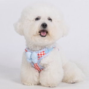 Lindo conjunto de arnés y correa para perro a cuadros, arnés ajustable antipullido tipo chaleco para mascotas con lazo para pasear perros pequeños, cachorros y gatos - Product Image 5