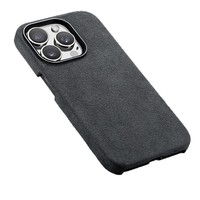 Coque de téléphone magnétique en cuir texturé noir avec protection de bouton unique, antidérapante, coque rigide absorbante pour 16 17 Pro Purely