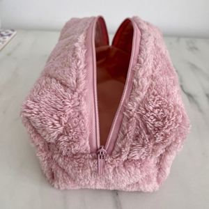 Pochette de rangement cosmétique pour femmes, écologique, réutilisable, matelassée, en sherpa, avec fermeture éclair, portable, douce, moelleuse, recyclable, grande capacité - Product Image 6