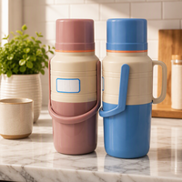 Bouteille d'eau en plastique à double paroi isolée sous vide, isolation thermique 12-24 heures, 2,0 L, avec poignée, pour le bureau, l'extérieur, réutilisable