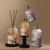 Diffuseur de parfum 200 ml, bouteille en verre mat vintage à motif floral et oiseau, coffret cadeau de luxe, longue durée, aromathérapie pour la maison et l'hôtel, désodorisant d'ambiance