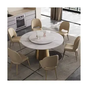 Lüks doğal mermer masa yuvarlak yemek masası ve 4 sandalye Meuble masa 10 chachayemek odası 6 8 kişilik Set ile bir yemlik