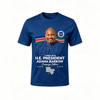 T-shirt de campagne imprimé H.E. Président Adama Barrow, en polyester, pour rallye électorale en Gambie, à manches courtes, personnalisable