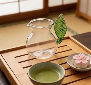 Carafe à eau en verre personnalisée à faible MOQ, ensemble théière en verre borosilicate fait main avec poignée feuille 3D, idéal pour cadeau de festival - Product Image 3