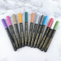 Touchfive — marqueur métallique à pointe extra fine, paquet de 12 couleurs, stylo marqueur, ensemble de couleurs, dessin, ligne artistique, stylos à encre acrylique japonaise